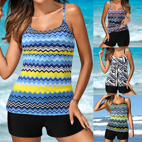 Damen Tankini-Set mit grafischem Muster und bequemen Shorts Drune