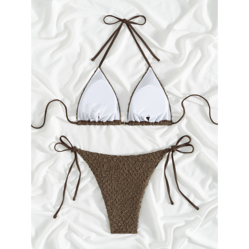Damen Triangel-Bikini mit strukturiertem Obermaterial und verstellbaren Bändern Drune