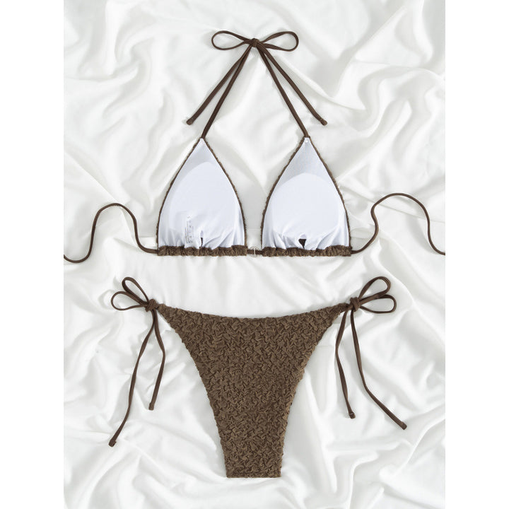 Damen Triangel-Bikini mit strukturiertem Obermaterial und verstellbaren Bändern Drune