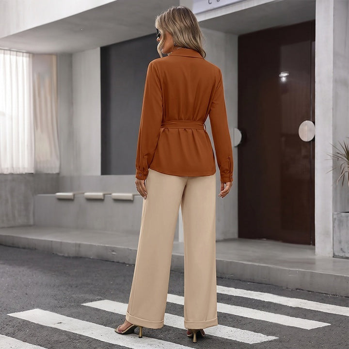 Damen Blusenset mit Taillengürtel und lässiger Passform Drune