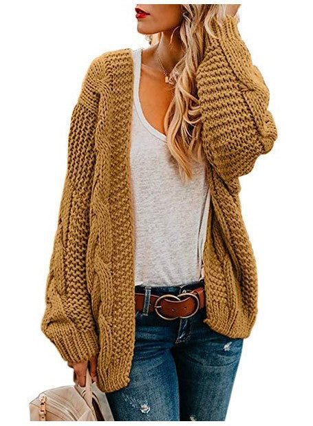 Damen Grobstrick Cardigan mit lässiger Silhouette und Knotendetails Drune