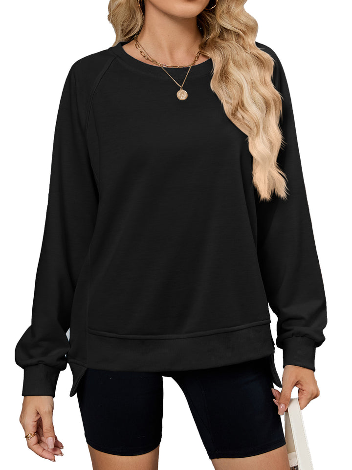 Damen lässiges Sweatshirt mit seitlichen Schlitzen und lässiger Passform Drune