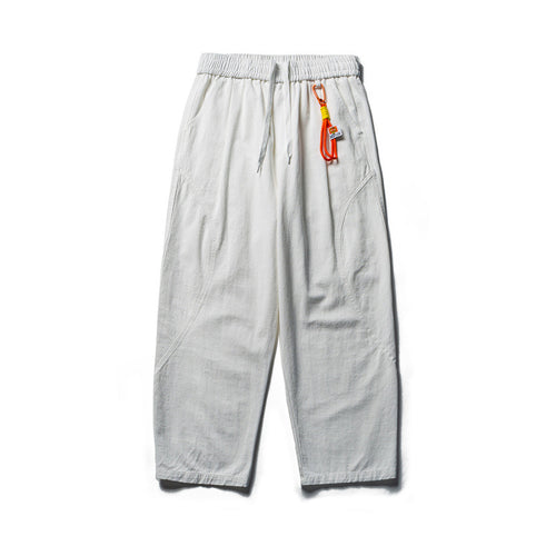 Herren Leichte Loose‑Fit Leinen‑Baumwoll‑Freizeithose mit elastischem Bund, Kordelzug und Utility‑Taschen Drune