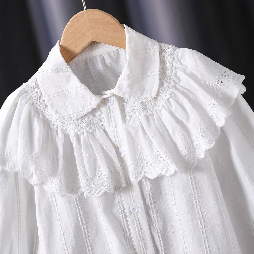 Damen verspielte Bluse mit voluminösem Kragen Drune