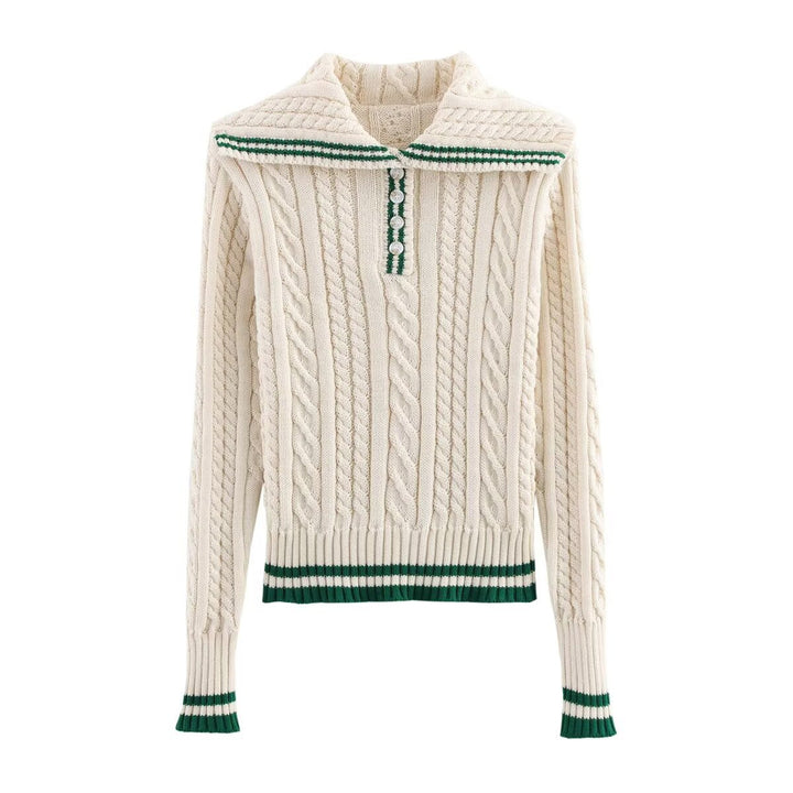 Damen Strickpullover mit klassischem Stehkragen und zeitlosem Zopfmuster Drune