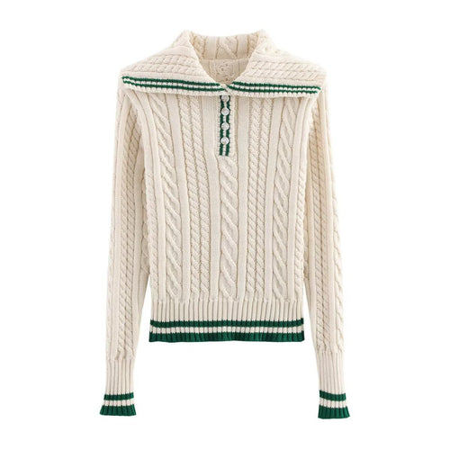 Damen Strickpullover mit klassischem Stehkragen und zeitlosem Zopfmuster Drune
