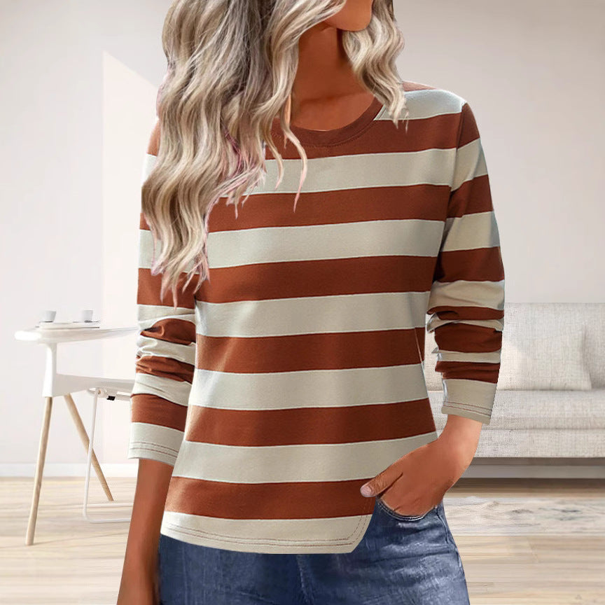 Damen Langarmshirt mit modernem Streifenmuster und bequemer Passform Drune