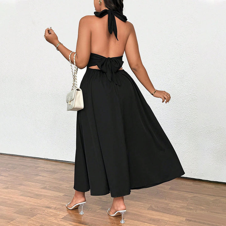Damen elegantes etwas schwingendes Abendkleid mit tiefem V-Ausschnitt Drune
