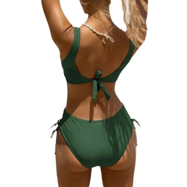 Damen Hochgeschnittener Bikinitop mit verstellbaren Trägern und dezentem Wickel-Design Drune