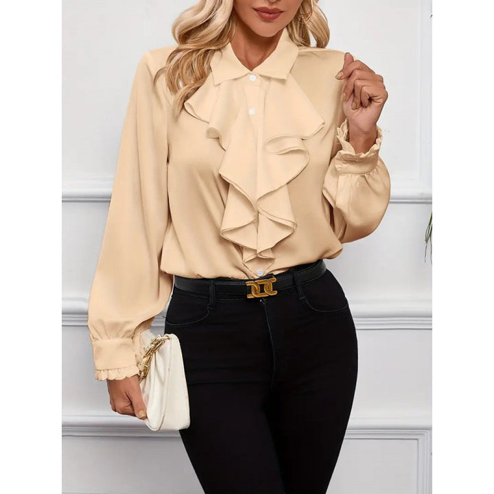 Damen Bluse mitraffinierten Rüschendetails und eleganten Ärmeln Drune