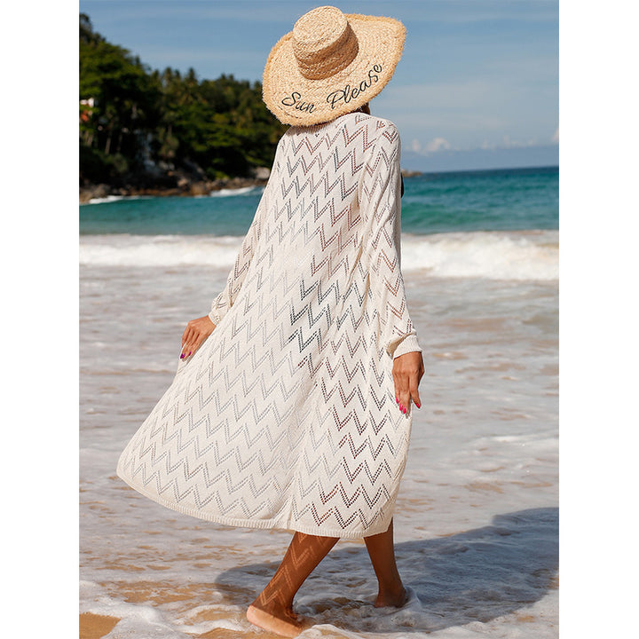 Damen eleganter Häkel-Strandkimono im Boho-Stil mit tiefem V-Ausschnitt Drune