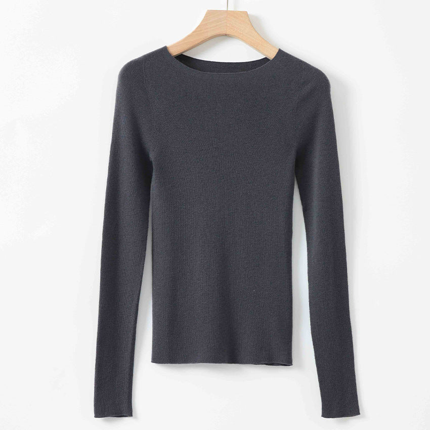 Damen Feiner Langarm-Feinstrickpullover mit U-Boot-Ausschnitt und figurbetonter Passform Drune