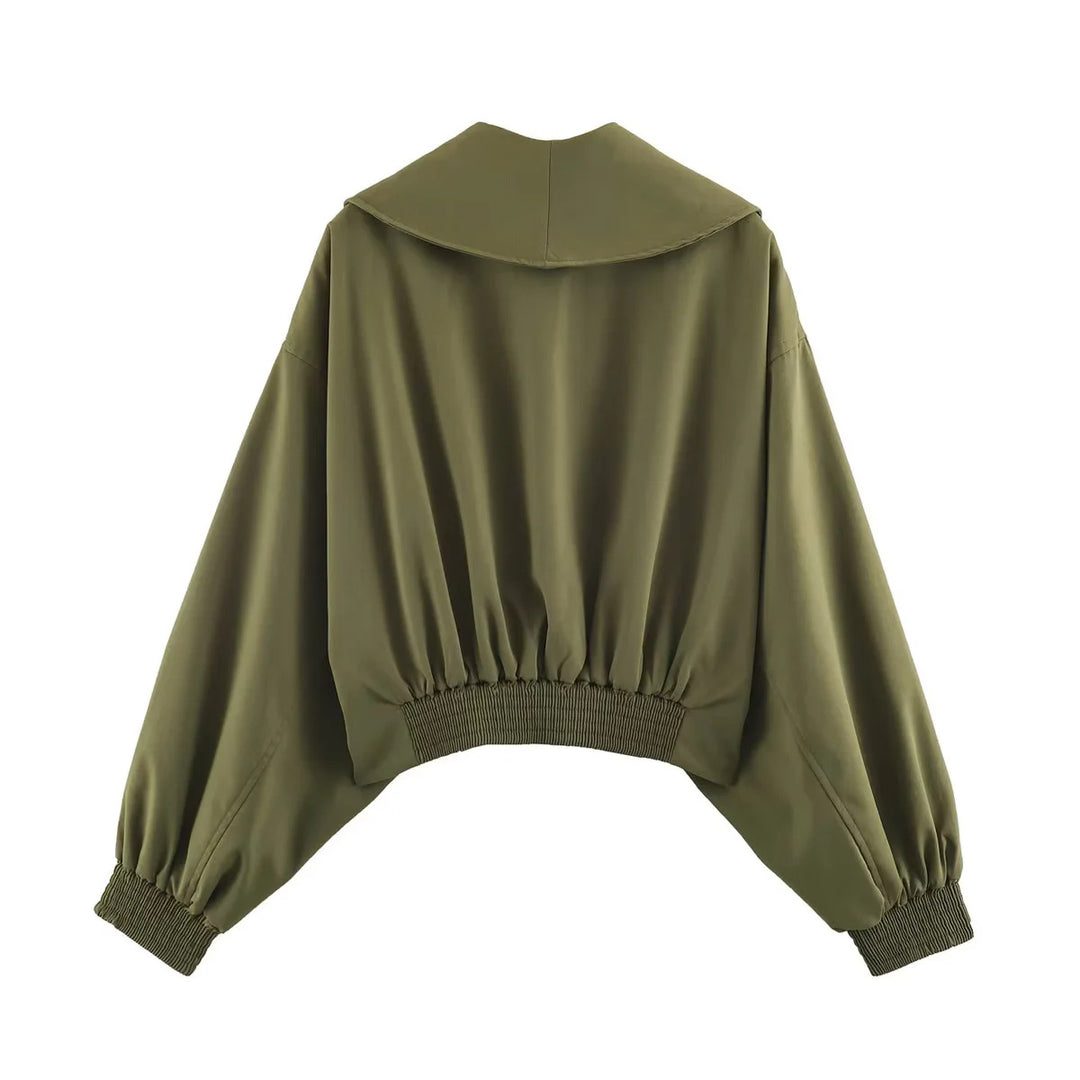 Damen nan kurze Oversize Jacke mit großem Schalkragen und Ballonärmeln Drune