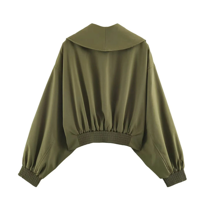 Damen nan kurze Oversize Jacke mit großem Schalkragen und Ballonärmeln Drune