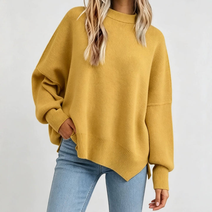 Damen Kastiger Feinstrickpullover mit asymmetrischem Zipfelsaum Drune