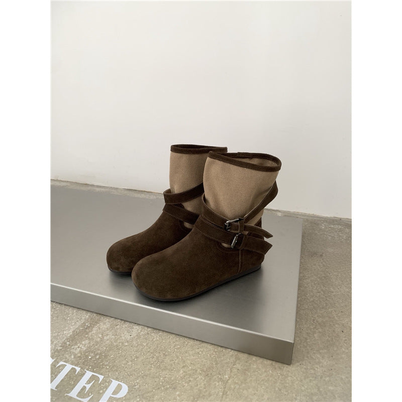 Damen Komfortable Stiefeletten mit dekorativen Riemen Drune