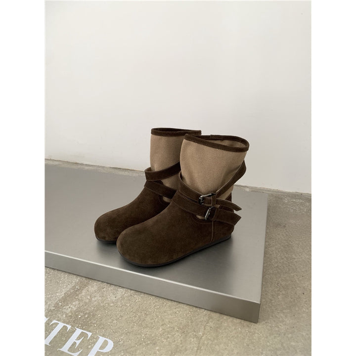 Damen Komfortable Stiefeletten mit dekorativen Riemen Drune