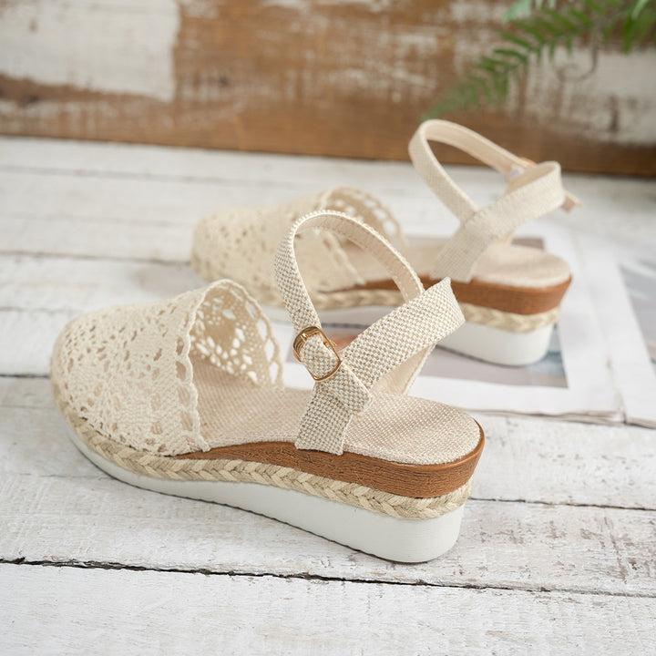 Damen Espadrilles mit raffiniertem Häkel-Design und rutschfester Sohle Drune