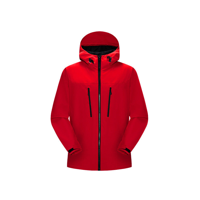 Damen Technische wasserfeste Softshell‑Regenjacke mit Kapuze, versiegelten Nähten und vertikalen Reißverschlusstaschen Drune