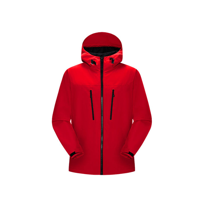 Damen Technische wasserfeste Softshell‑Regenjacke mit Kapuze, versiegelten Nähten und vertikalen Reißverschlusstaschen Drune