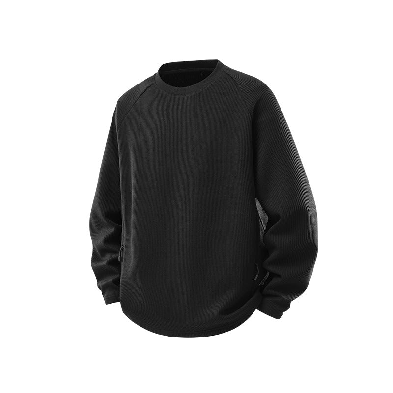 Herren Waffelstruktur-Thermo-Sweatshirt mit Raglanärmeln und Reißverschlusstaschen Drune