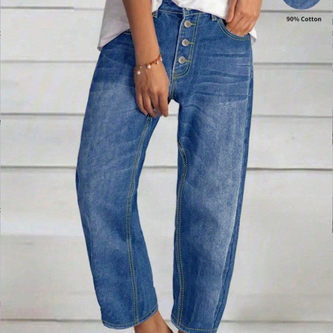 Damen Hochtaillierte Cropped-Jeans mit weiter Straight‑Leg-Passform Drune