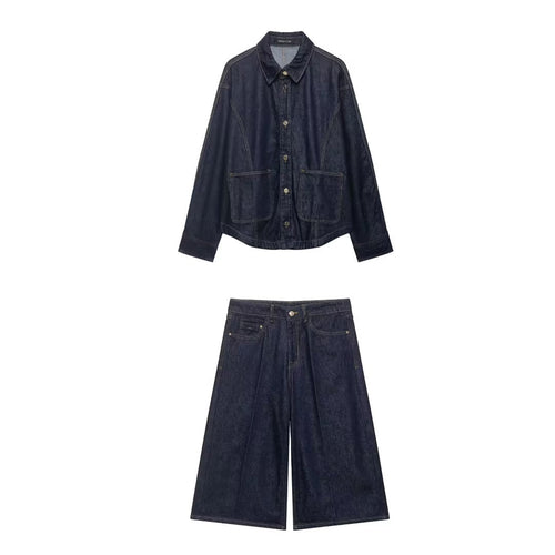 Damen Oversize-Denimjacke mit aufgesetzten Taschen und Ziernähten Drune