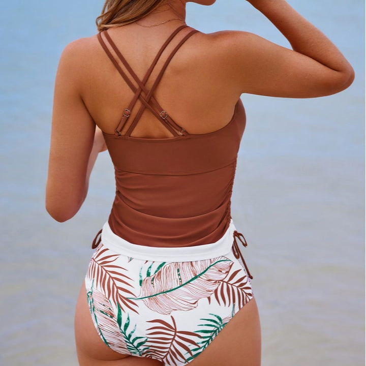 Damen Tankini-Set mit modischem Streifenmuster und verstellbaren Trägern Drune