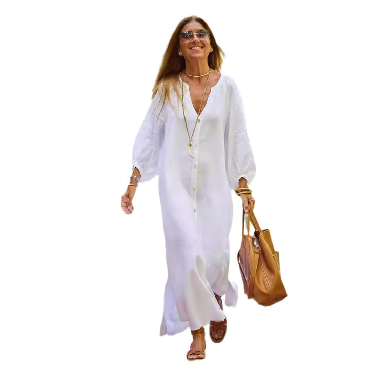 Damen Leichte Sommerkleid aus Leinen Drune