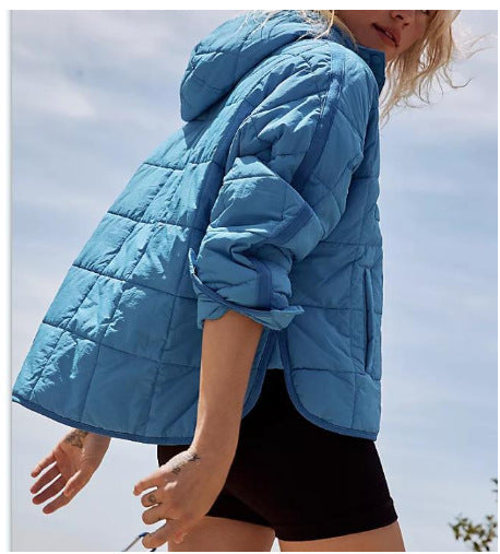 Damen Gefütterter Stepp-Anorak-Pullover mit Kapuze Drune