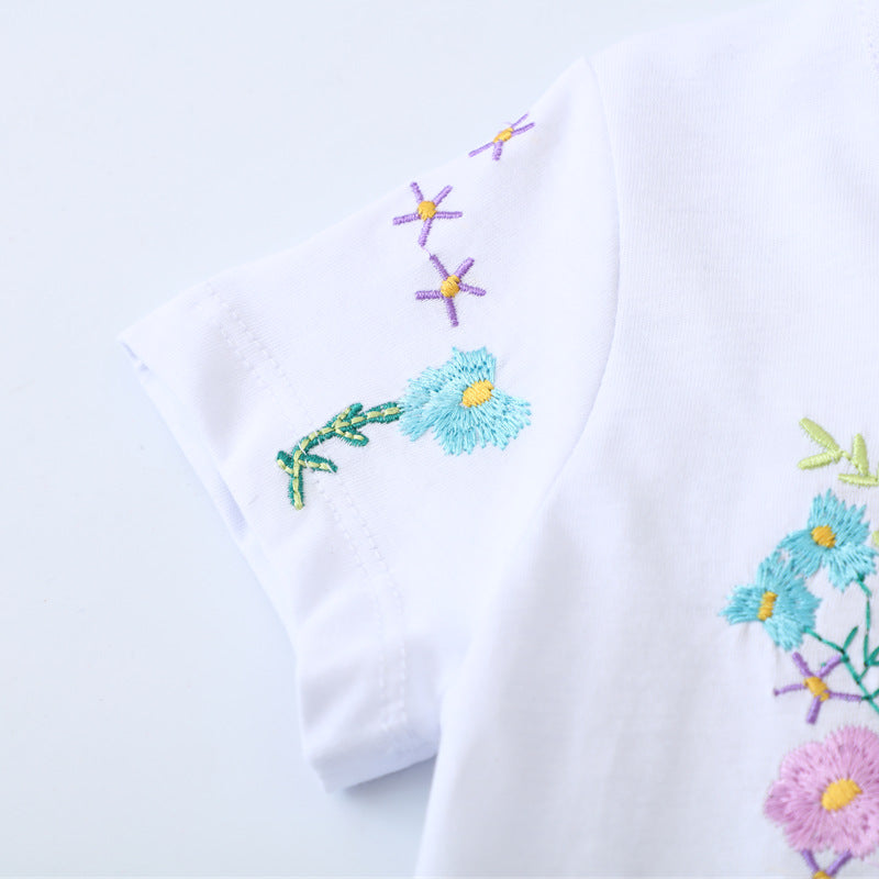 Mädchen Freizeitkleid mit bezaubernder Blumen- und Schmetterlingsstickerei Drune