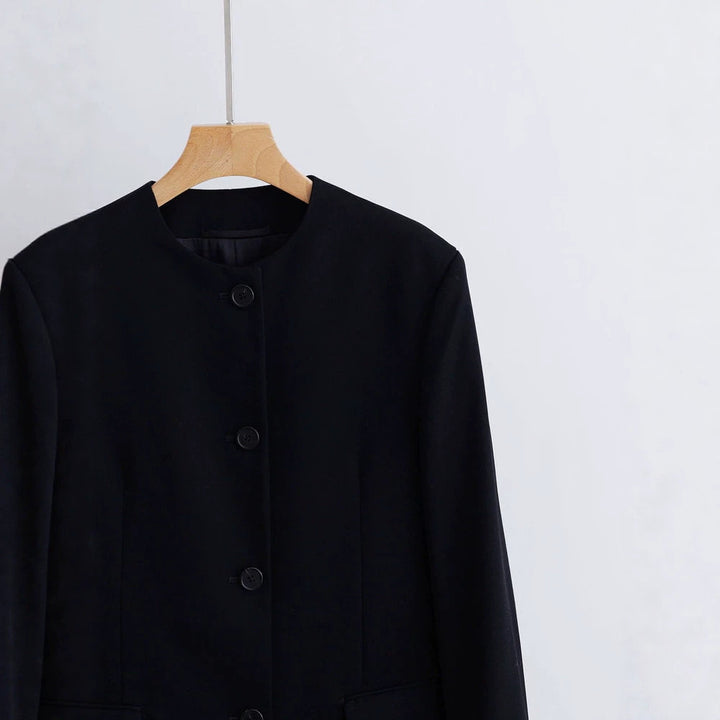 Damen Modischer Blazer mit einfachem Kragen Drune