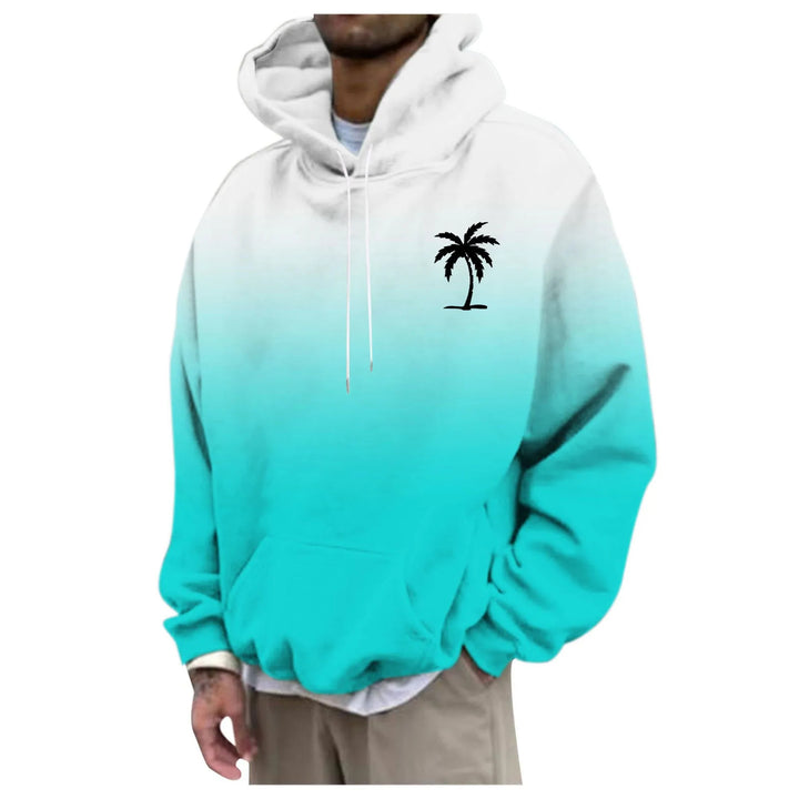 Unisex Trendiger Oversized Kapuzenpullover mit Farbverlauf und Palmenmotiv Drune