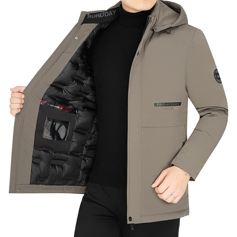 Herren Thermo-Winterkurzmantel mit luxuriösem Kunstfell-Innenfutter und Stehkragen Drune