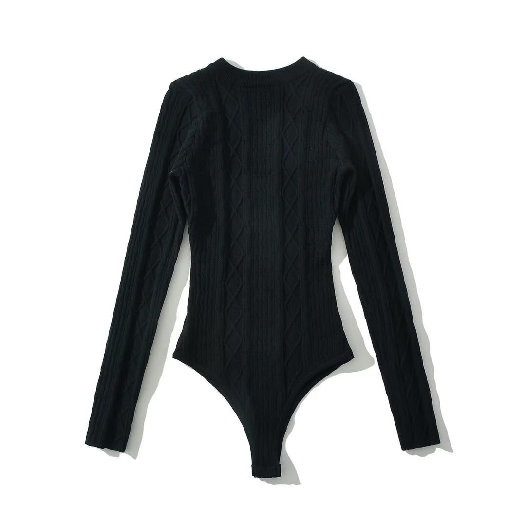 Damen Langarm Bodysuit mit strukturiertem Design Drune