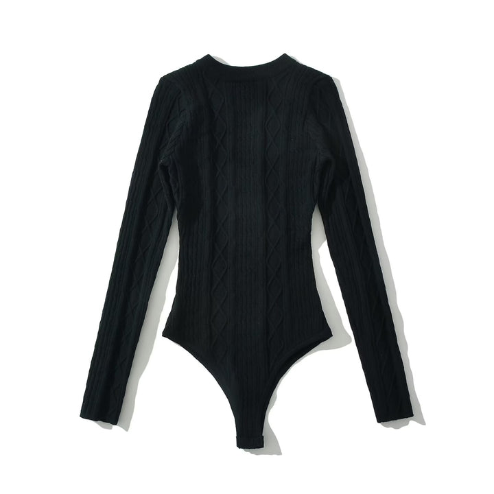 Damen Langarm Bodysuit mit strukturiertem Design Drune