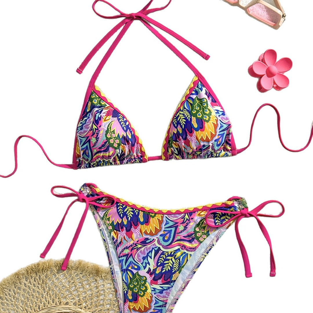 Damen Bunter Triangel-Bikini mit verstellbaren Trägern Drune