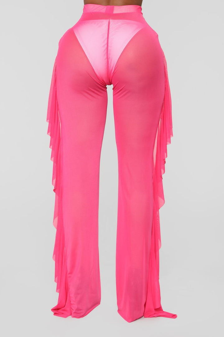 Damen Anziehbare Boho-Hosen mit Rüsche Drune