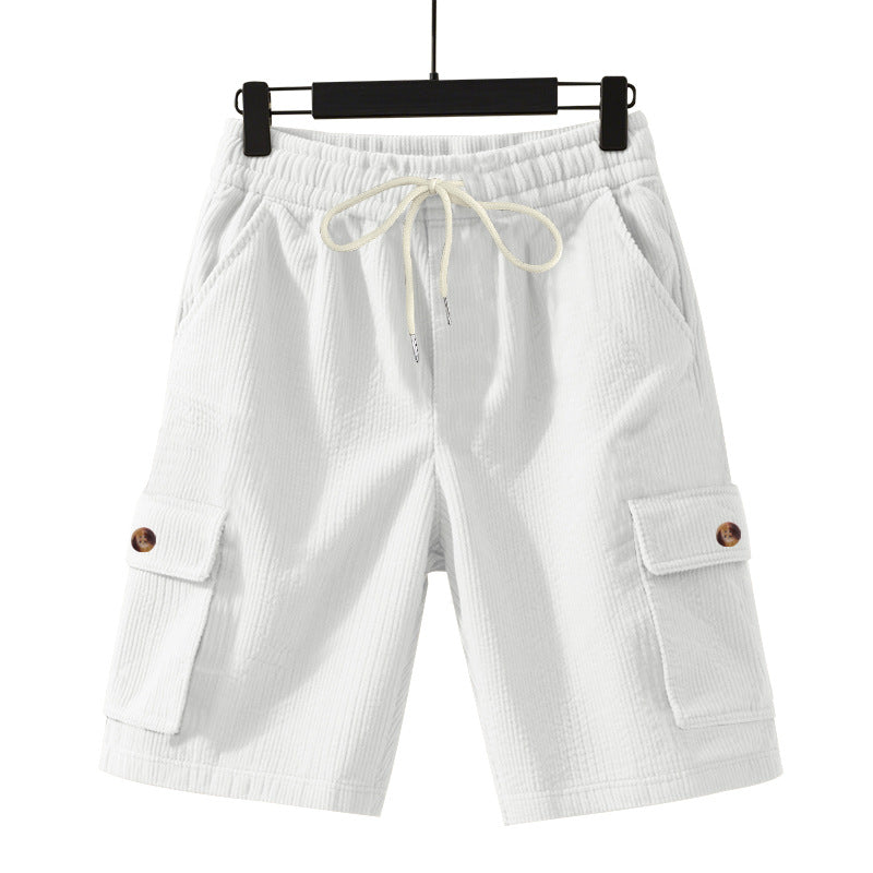 Herren nan Cord-Cargo-Shorts mit elastischem Tunnelzugbund, aufgesetzten Cargotaschen und weichem Baumwollmix Drune