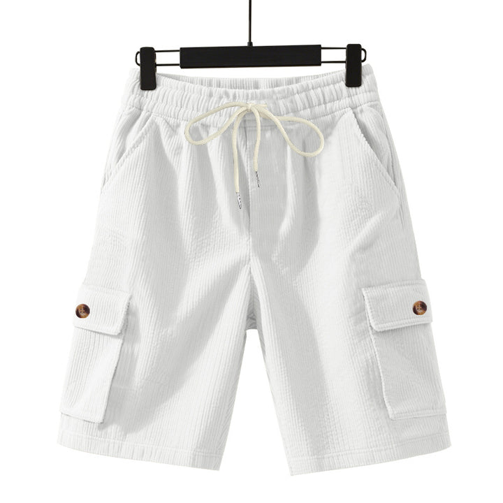 Herren nan Cord-Cargo-Shorts mit elastischem Tunnelzugbund, aufgesetzten Cargotaschen und weichem Baumwollmix Drune