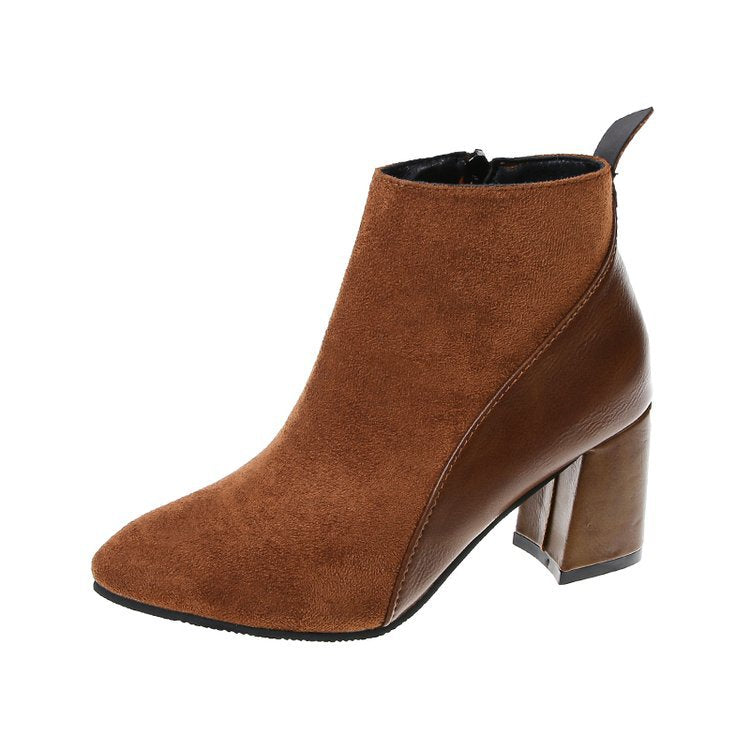 Damen modische und elegante Ankle-Boots mit trendigem Blockabsatz Drune