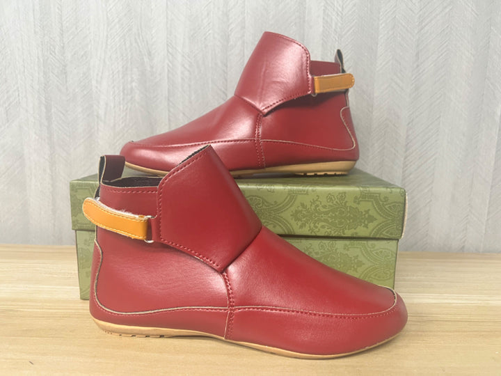Unisex nan knöchelhohe Lederimitat-Boots mit Klettverschluss und rutschfester Gummisohle Drune