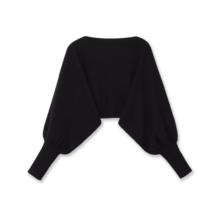 Damen Cropped-Bolero mit weiten Fledermausärmeln und langen Rippenbündchen Drune