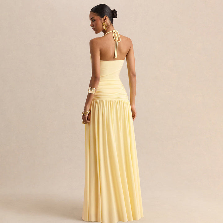Damen Elegantes Abendkleid mit Off-Shoulder-Design und Fließendem Cape Drune
