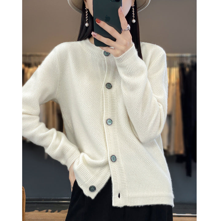 Damen Strukturierter Feinstrick-Cardigan mit kaschmirähnlicher Haptik, durchgehender Knopfleiste und kastiger Oversize‑Passform Drune
