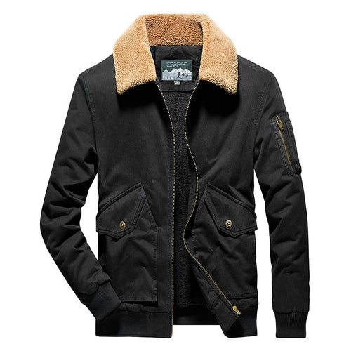 Herren Pilotenblouson mit Sherpa-Kragen, wärmender Teddyfutter-Innenlage und Utility‑Taschen Drune