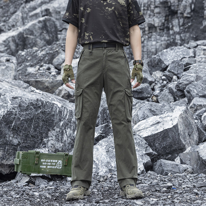 Herren Leichte Stretch-Canvas-Cargohose mit integriertem Webgürtel und Reißverschluss-Taschen Drune