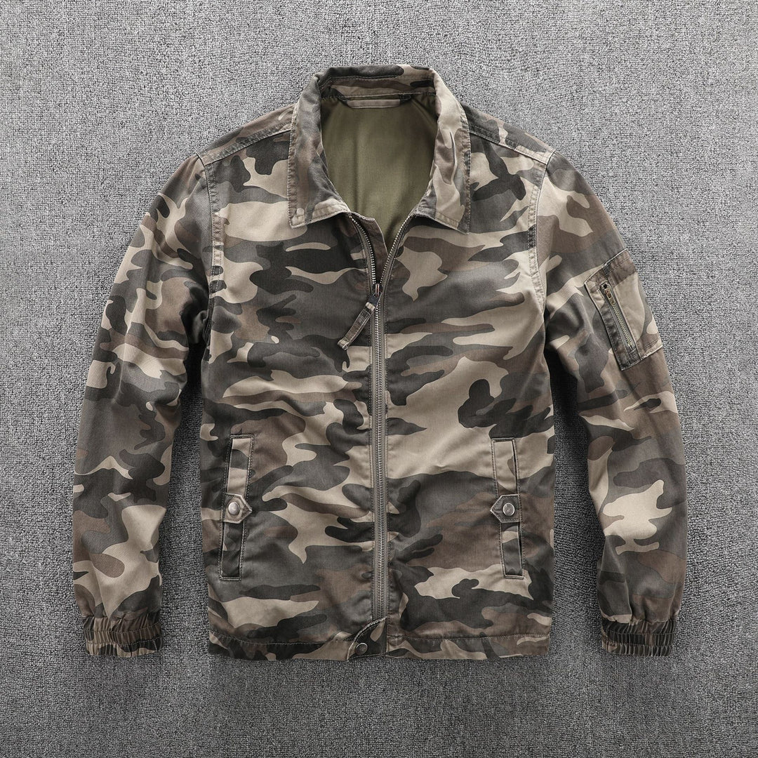 Herren Utility-Blouson im Camouflage-Muster mit Reißverschluss und Armzippertasche Drune