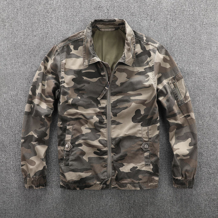 Herren Utility-Blouson im Camouflage-Muster mit Reißverschluss und Armzippertasche Drune