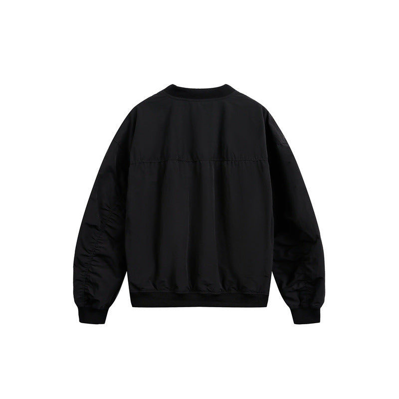 Unisex Kurz geschnittene leichte Nylon‑Bomberjacke mit Utility‑Taschen und geripptem Saum Drune
